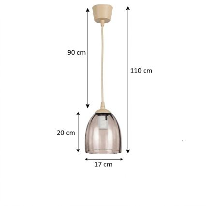 Brilagi - LED luster na kabelu RETRO GLASS 1xE27/60W/230V Ø 17 cm bež/dimljeno-bež