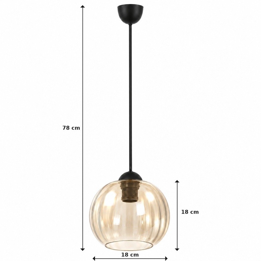 BRILAGI - LED luster na kabelu RETRO GLASS 1xE27/60W/230V Ø 18 cm crna/dimljeno-smeđa