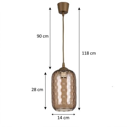 Brilagi - RETRO GLASS LED luster na sajli 1xE27/60W/230V Ø 14 cm smeđi//zadimljeno-smeđi