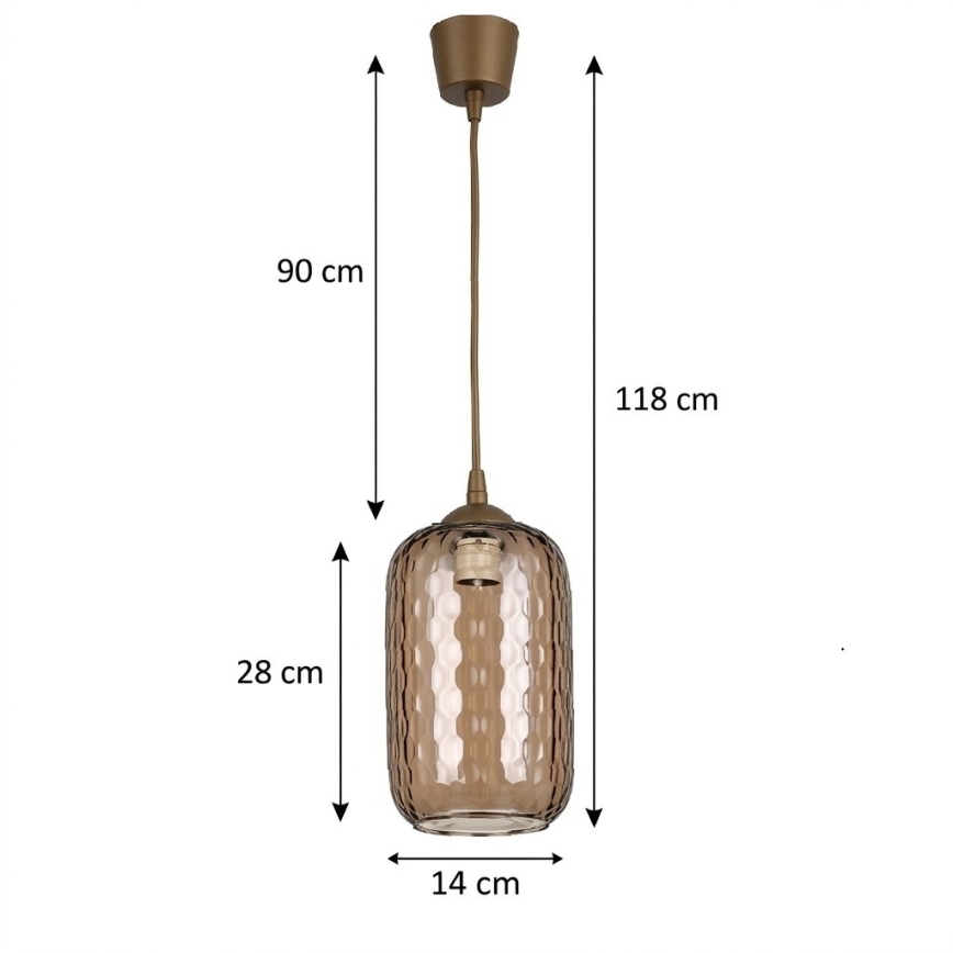 Brilagi - RETRO GLASS LED luster na sajli 1xE27/60W/230V Ø 14 cm smeđi//zadimljeno-smeđi