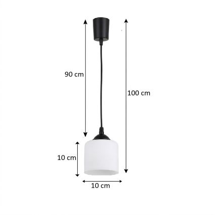 Brilagi - LED viseća svjetiljka na sajli RETRO GLASS 1xE27/60W/230V Ø 14 cm crna/bijela
