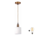 BRILAGI - LED viseći luster na kabelu RETRO GLASS 1xE27/60W/230V Ø 10 cm zlatna/bijela
