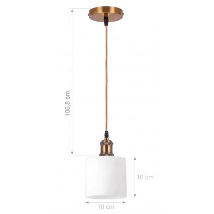 BRILAGI - LED viseći luster na kabelu RETRO GLASS 1xE27/60W/230V Ø 10 cm zlatna/bijela