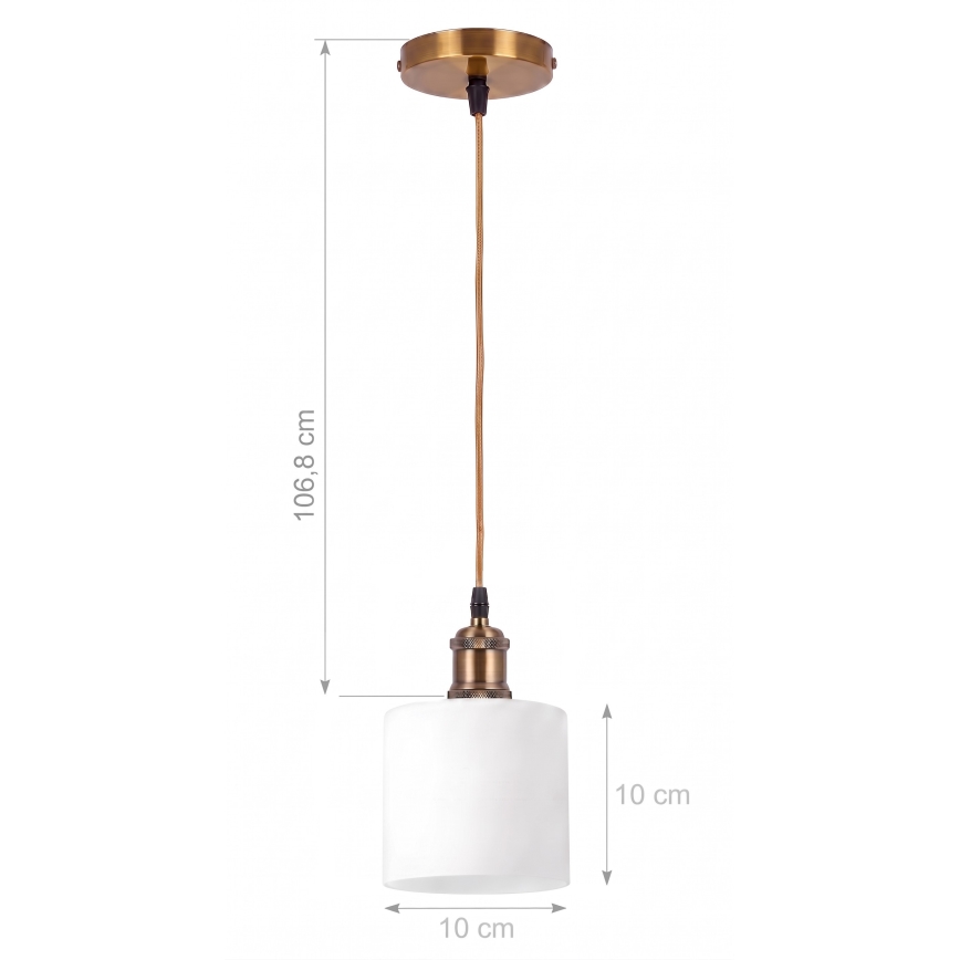BRILAGI - LED viseći luster na kabelu RETRO GLASS 1xE27/60W/230V Ø 10 cm zlatna/bijela