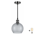 BRILAGI - LED viseći luster na kabelu RETRO GLASS 1xE27/60W/230V Ø 18 cm crna/dimno siva