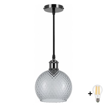 BRILAGI - LED viseći luster na kabelu RETRO GLASS 1xE27/60W/230V Ø 18 cm crna/dimno siva