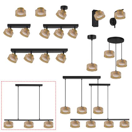 Brilagi - LED viseći luster na sajli AURA LUX 3xGX53/30W/230V crna/zlatna