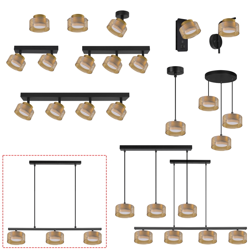 Brilagi - LED viseći luster na sajli AURA LUX 3xGX53/30W/230V crna/zlatna