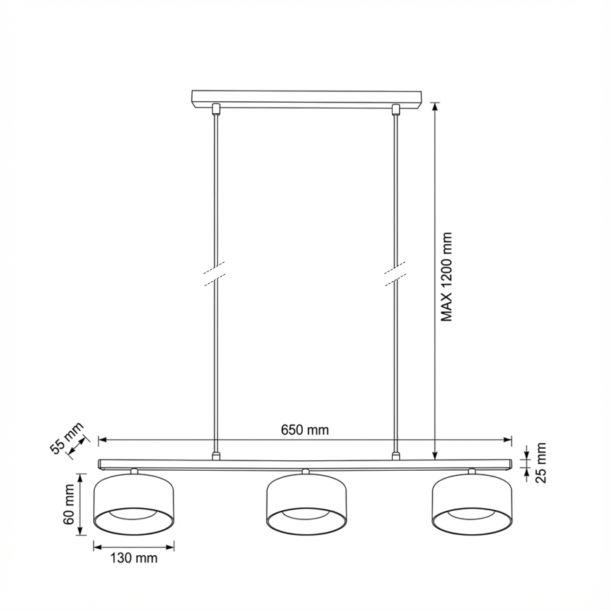Brilagi - LED viseći luster na sajli AURA LUX 3xGX53/30W/230V crna/zlatna
