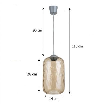 Brilagi - LED luster na sajli RETRO GLASS 1xE27/60W/230V Ø 14 cm srebrna/dimno-smeđa