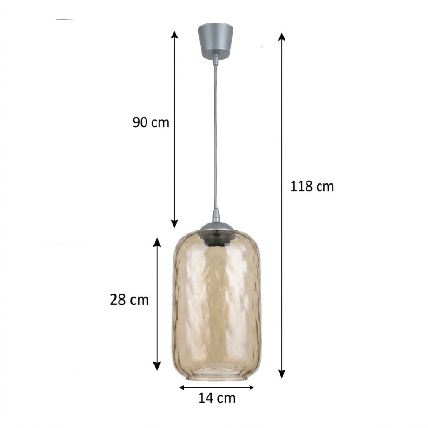Brilagi - LED luster na sajli RETRO GLASS 1xE27/60W/230V Ø 14 cm srebrna/dimno-smeđa