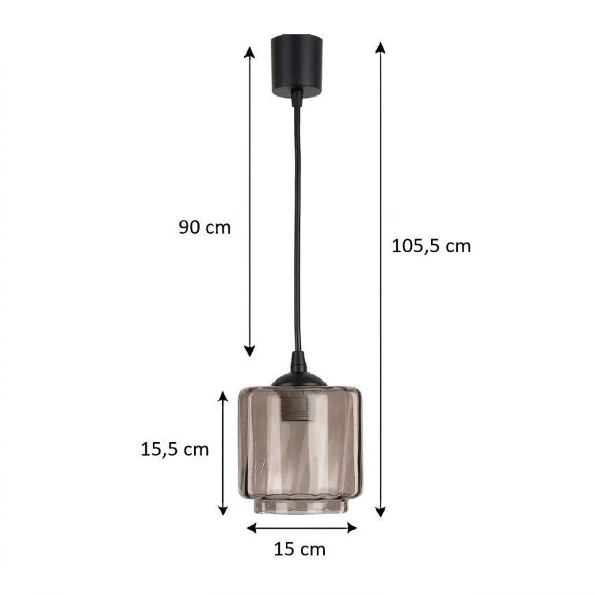 Brilagi - LED luster na sajli RETRO GLASS 1xE27/60W/230V Ø 15 cm crna/zadimljena bež