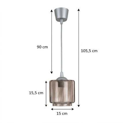 Brilagi - LED luster na kablu RETRO GLASS 1xE27/60W/230V promjer 15 cm srebrna/dimno bež