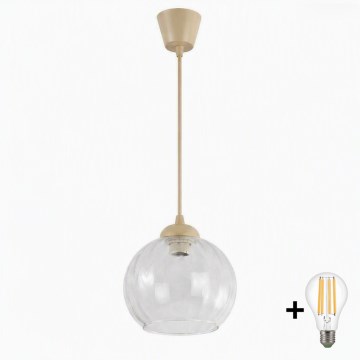 Brilagi - LED viseći luster na sajli RETRO GLASS 1xE27/60W/230V promjer 25 cm bež/prozirno
