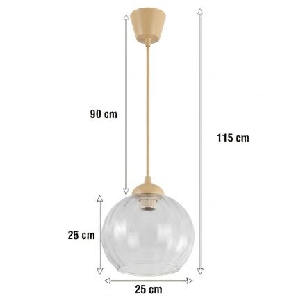 Brilagi - LED viseći luster na sajli RETRO GLASS 1xE27/60W/230V promjer 25 cm bež/prozirno
