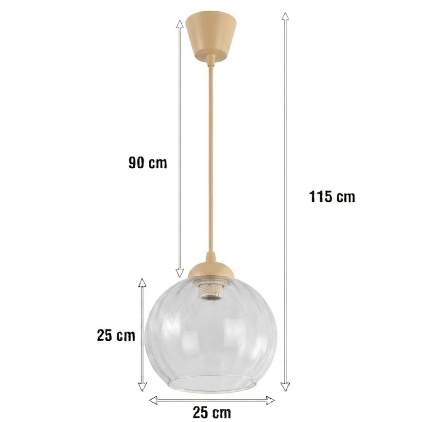 Brilagi - LED viseći luster na sajli RETRO GLASS 1xE27/60W/230V promjer 25 cm bež/prozirno