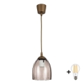 Brilagi - LED visilica na kabelu RETRO GLASS 1xE27/60W/230V pr. 17 cm smeđa/dimljeno bež