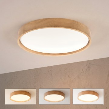 Brilagi - LED zatamnjujuće stropno svjetlo MANAROLA SMART LED/36W/230V 3000-6000K Wi-Fi Tuya Beacon promjer 51 cm hrast + daljinski upravljač