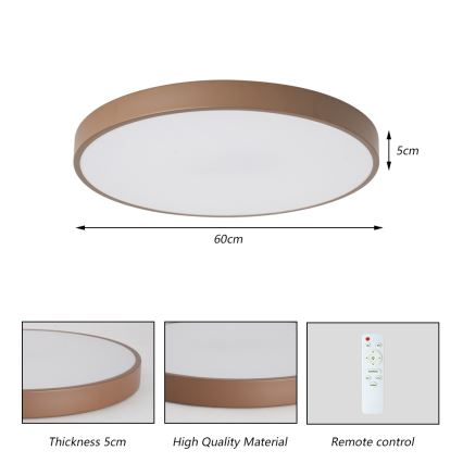 Brilagi - LED stropna svjetiljka s prigušavanjem POOL LED/60W/230V 3000-6000K Ø 60 cm smeđa + daljinski upravljač