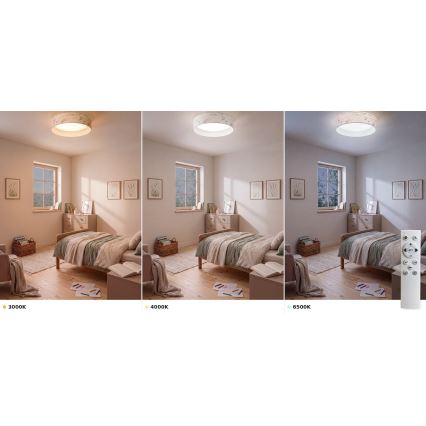 Brilagi - LED prigušivo stropno svjetlo VELVET SMART VARI LED/36W/230V 3000-6500K Ø 55 cm bijela/cvjetni uzorak + daljinski upravljač