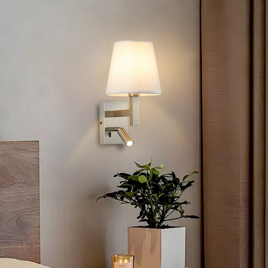 Brilagi - LED Zidna lampa DEYA 1xE14/40W/230V + LED/3W bijela/mat krom