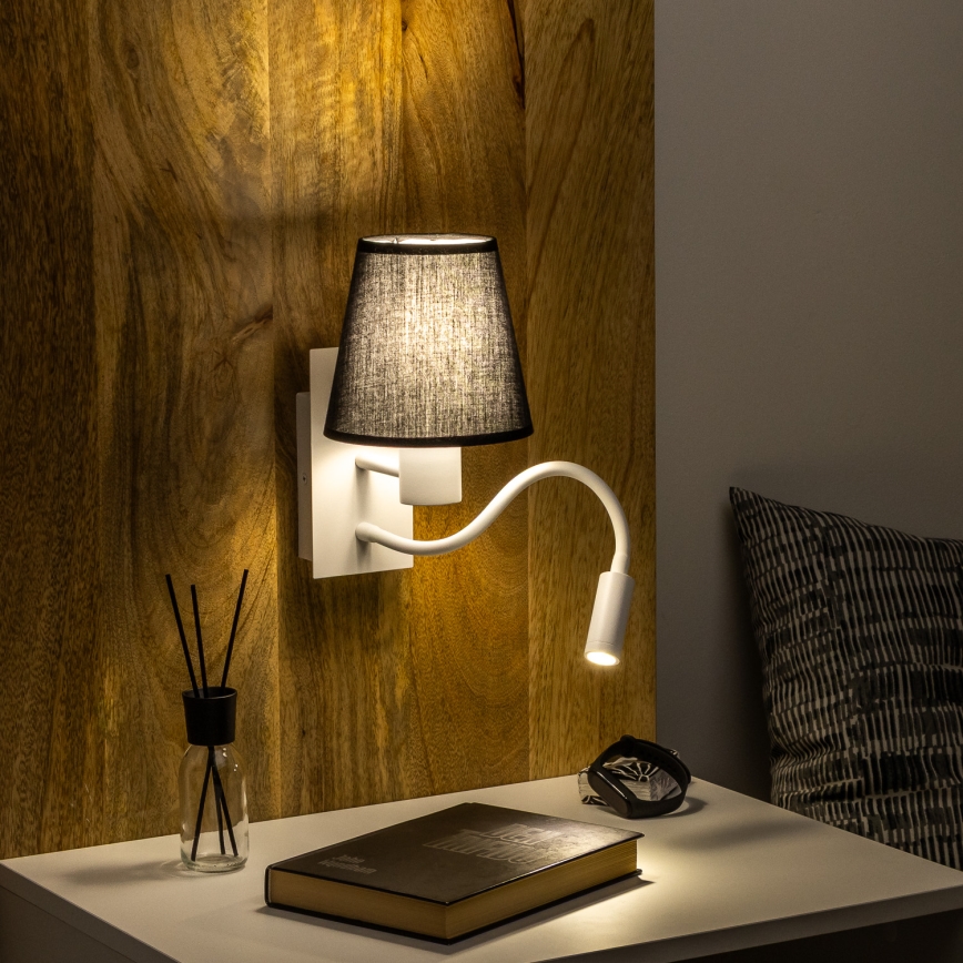 Brilagi - LED Fleksibilna zidna lampa NUBILA 1xE27/25W/230V + LED/3W bijela/crna