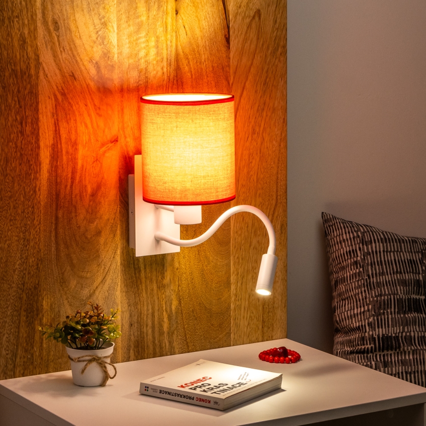 Brilagi - LED Fleksibilna zidna lampa NUBILA 1xE27/25W/230V + LED/3W bijela/crvena