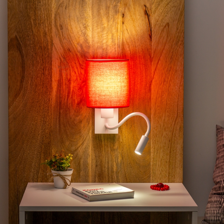 Brilagi - LED Fleksibilna zidna lampa NUBILA 1xE27/25W/230V + LED/3W bijela/crvena