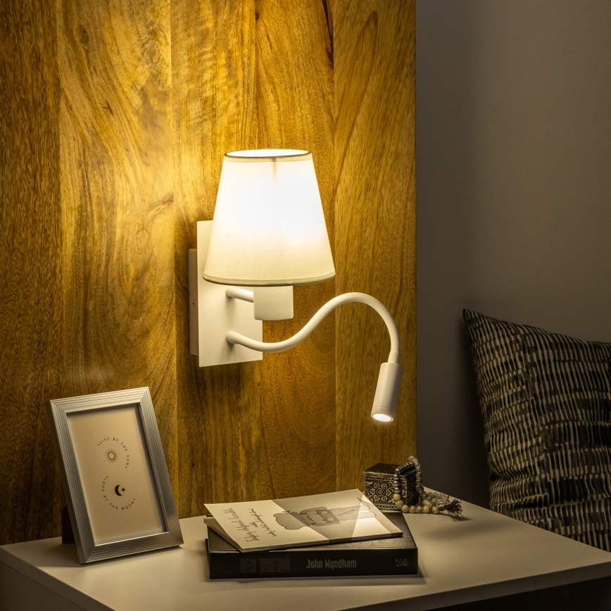 Brilagi - LED Fleksibilna zidna lampa NUBILA 1xE27/25W/230V + LED/3W bijela