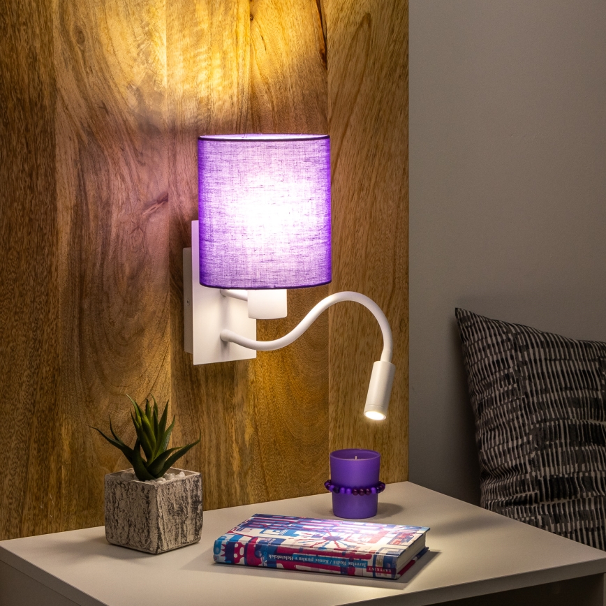 Brilagi - LED Fleksibilna zidna lampa NUBILA 1xE27/25W/230V + LED/3W bijela/ljubičasta