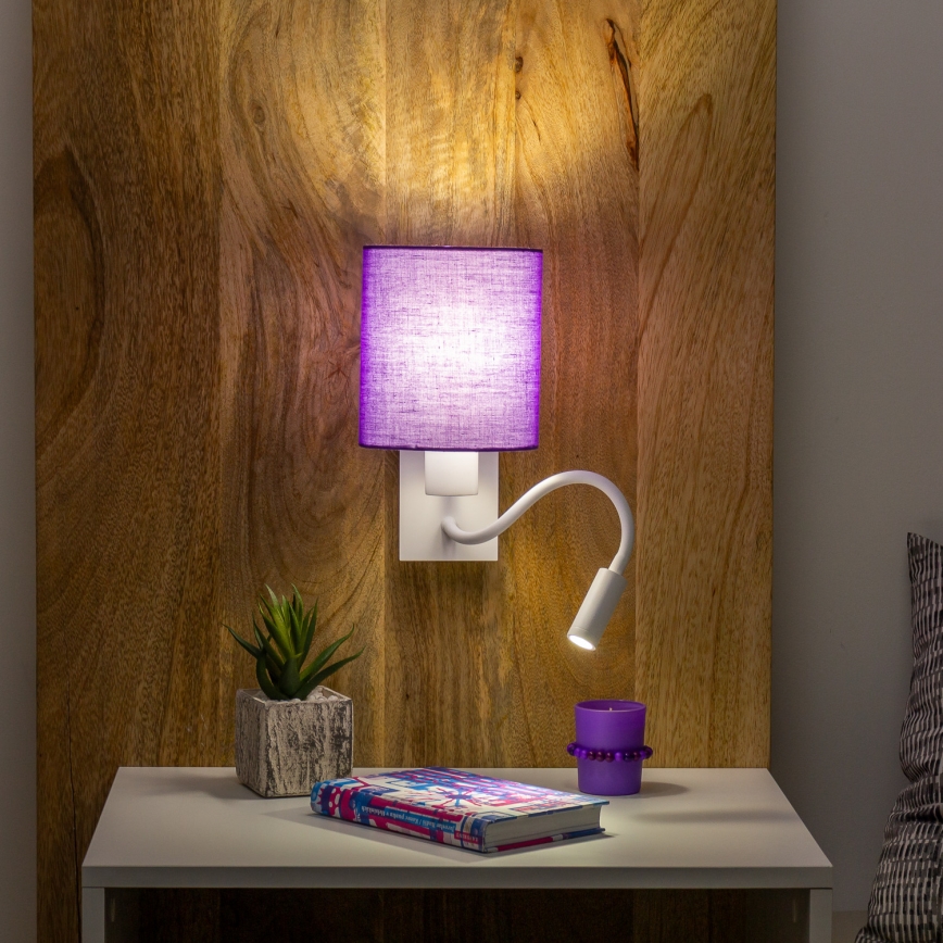 Brilagi - LED Fleksibilna zidna lampa NUBILA 1xE27/25W/230V + LED/3W bijela/ljubičasta
