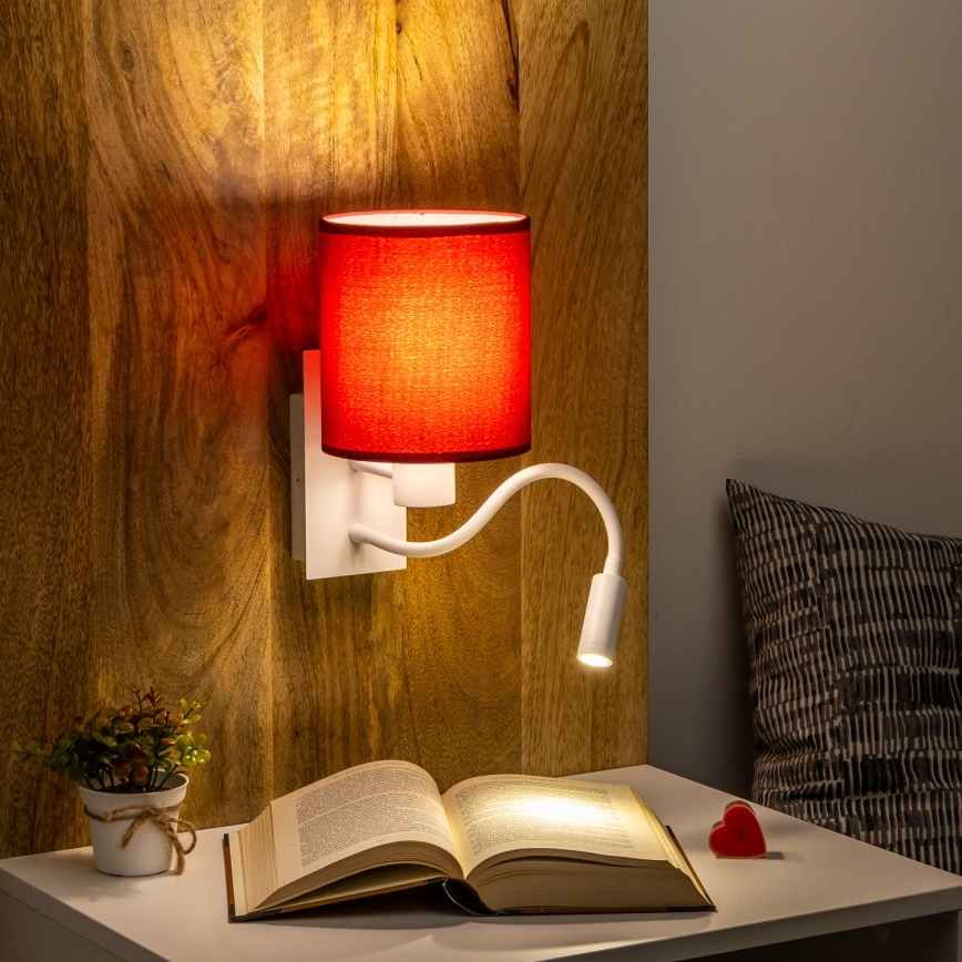 Brilagi - LED Fleksibilna zidna lampa NUBILA 1xE27/25W/230V + LED/3W bijela/pompejska crvena
