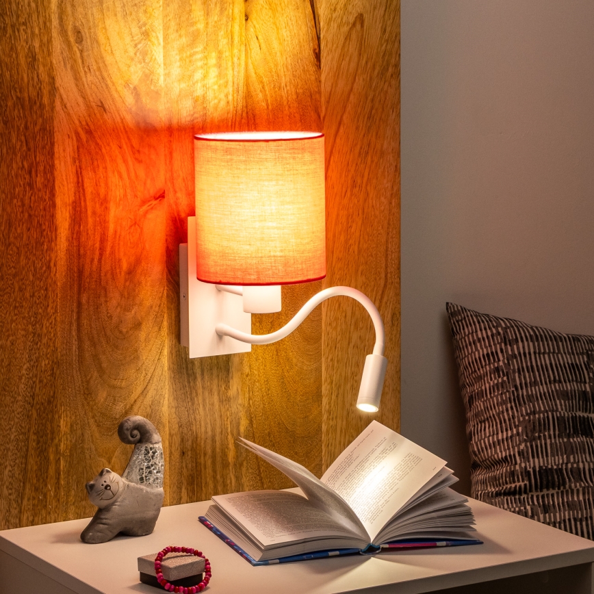 Brilagi - LED Fleksibilna zidna lampa NUBILA 1xE27/25W/230V + LED/3W bijela/ružičasta