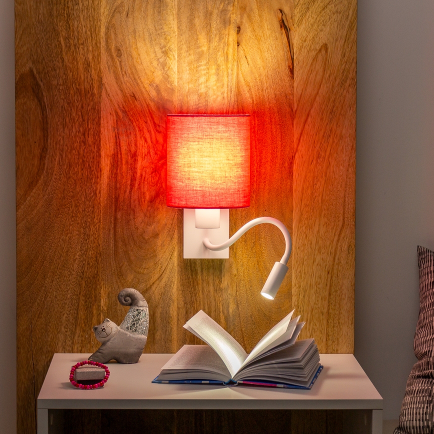 Brilagi - LED Fleksibilna zidna lampa NUBILA 1xE27/25W/230V + LED/3W bijela/ružičasta