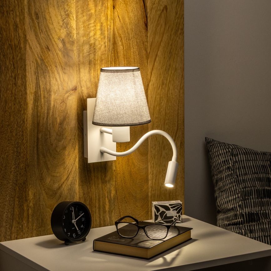 Brilagi - LED Fleksibilna zidna lampa NUBILA 1xE27/25W/230V + LED/3W bijela/siva