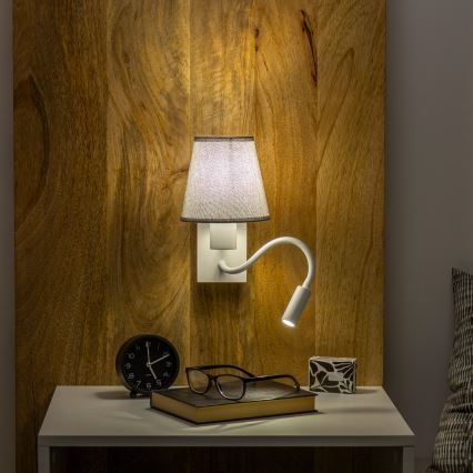 Brilagi - LED Fleksibilna zidna lampa NUBILA 1xE27/25W/230V + LED/3W bijela/siva