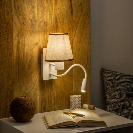 Brilagi - LED Fleksibilna zidna lampa NUBILA 1xE27/25W/230V + LED/3W bijela/smeđa