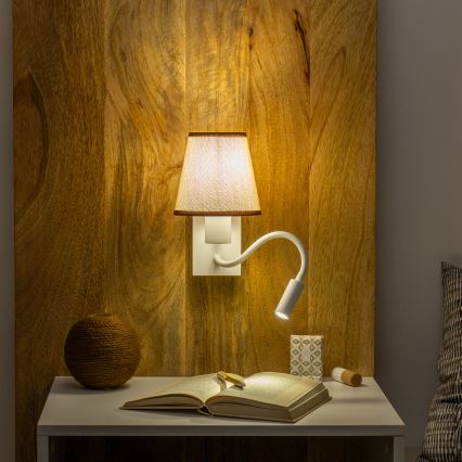 Brilagi - LED Fleksibilna zidna lampa NUBILA 1xE27/25W/230V + LED/3W bijela/smeđa