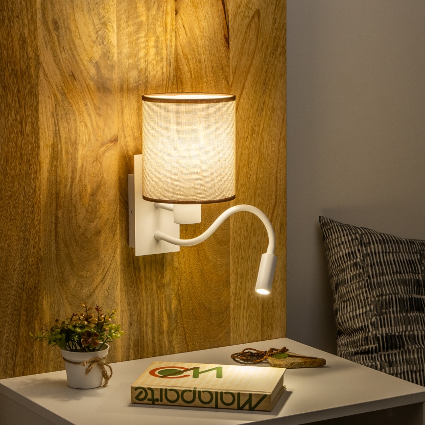 Brilagi - LED Fleksibilna zidna lampa NUBILA 1xE27/25W/230V + LED/3W bijela/smeđa
