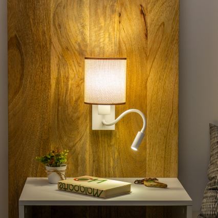 Brilagi - LED Fleksibilna zidna lampa NUBILA 1xE27/25W/230V + LED/3W bijela/smeđa