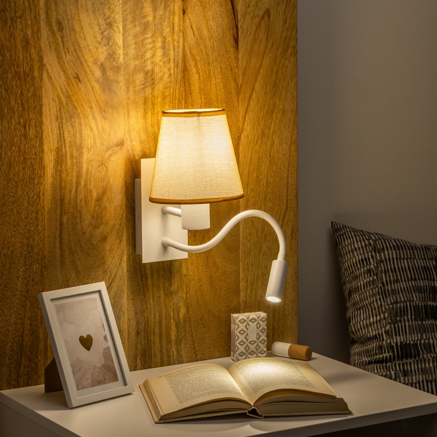 Brilagi - LED Fleksibilna zidna lampa NUBILA 1xE27/25W/230V + LED/3W bijela/svjetlosmeđa