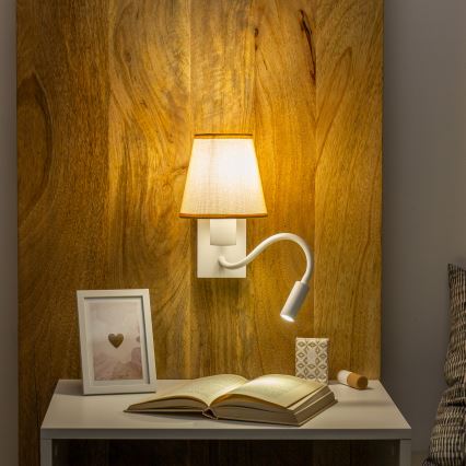 Brilagi - LED Fleksibilna zidna lampa NUBILA 1xE27/25W/230V + LED/3W bijela/svjetlosmeđa