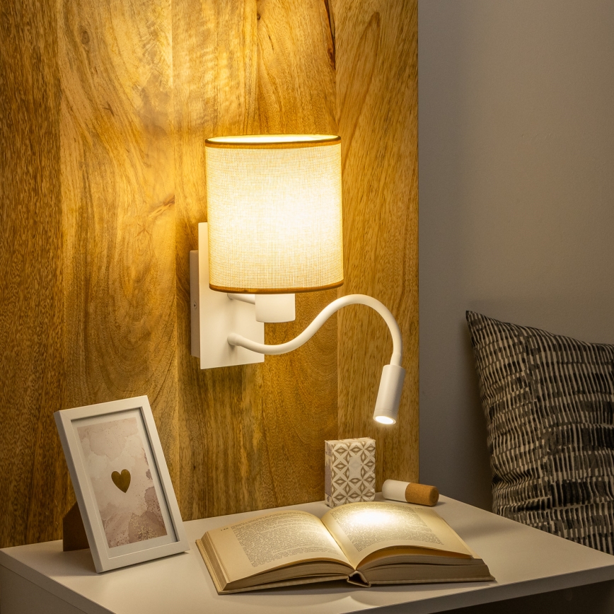 Brilagi - LED Fleksibilna zidna lampa NUBILA 1xE27/25W/230V + LED/3W bijela/svjetlosmeđa