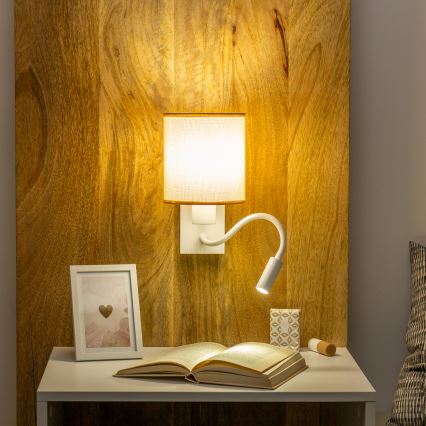 Brilagi - LED Fleksibilna zidna lampa NUBILA 1xE27/25W/230V + LED/3W bijela/svjetlosmeđa