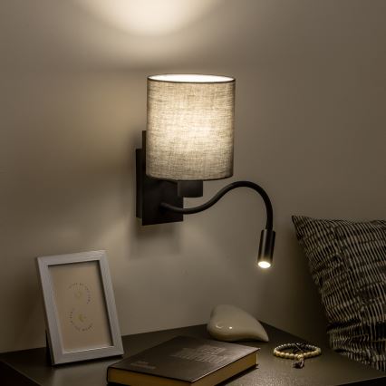 Brilagi - LED Fleksibilna zidna lampa NUBILA 1xE27/25W/230V + LED/3W crna/antracit