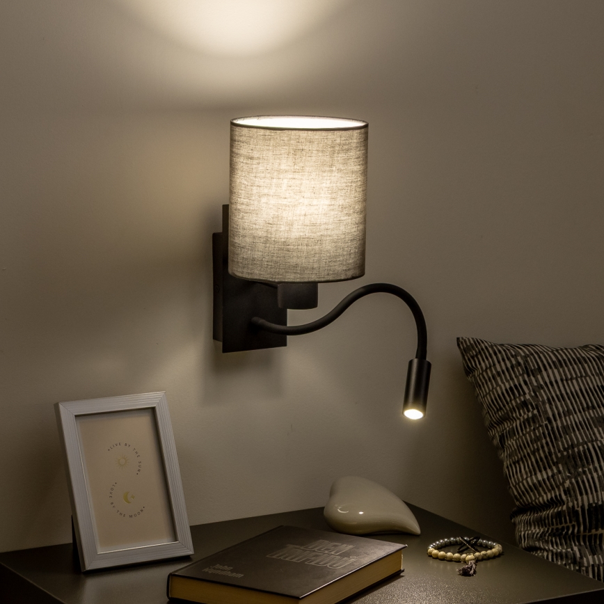 Brilagi - LED Fleksibilna zidna lampa NUBILA 1xE27/25W/230V + LED/3W crna/antracit