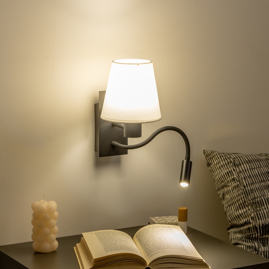 Brilagi - LED Fleksibilna zidna lampa NUBILA 1xE27/25W/230V + LED/3W crna/bijela