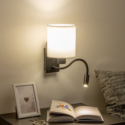 Brilagi - LED Fleksibilna zidna lampa NUBILA 1xE27/25W/230V + LED/3W crna/bijela