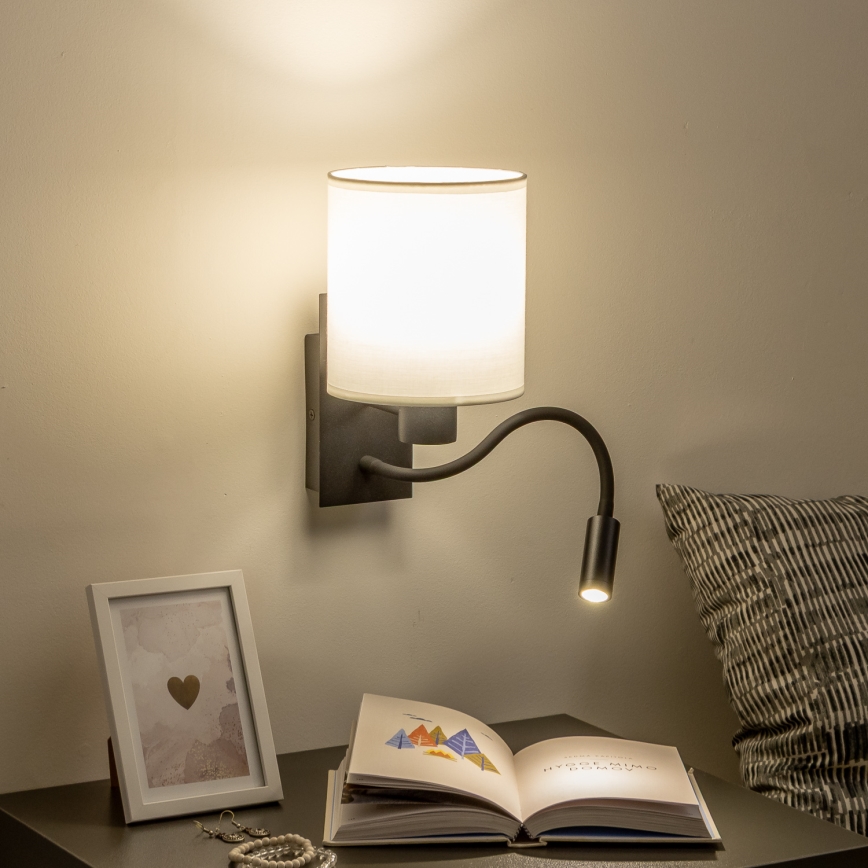 Brilagi - LED Fleksibilna zidna lampa NUBILA 1xE27/25W/230V + LED/3W crna/bijela