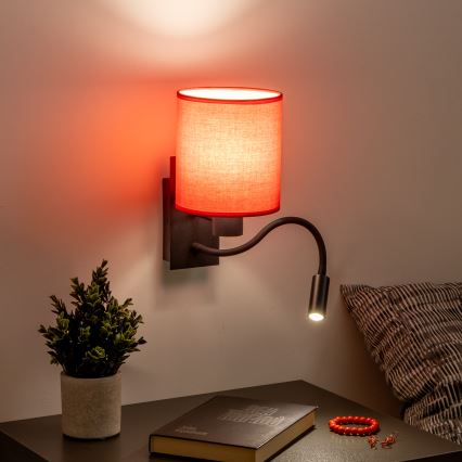 Brilagi - LED Fleksibilna zidna lampa NUBILA 1xE27/25W/230V + LED/3W crna/crvena